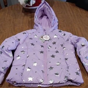 Swiss Tech Lavender Puffer Jacket with Silver Stars